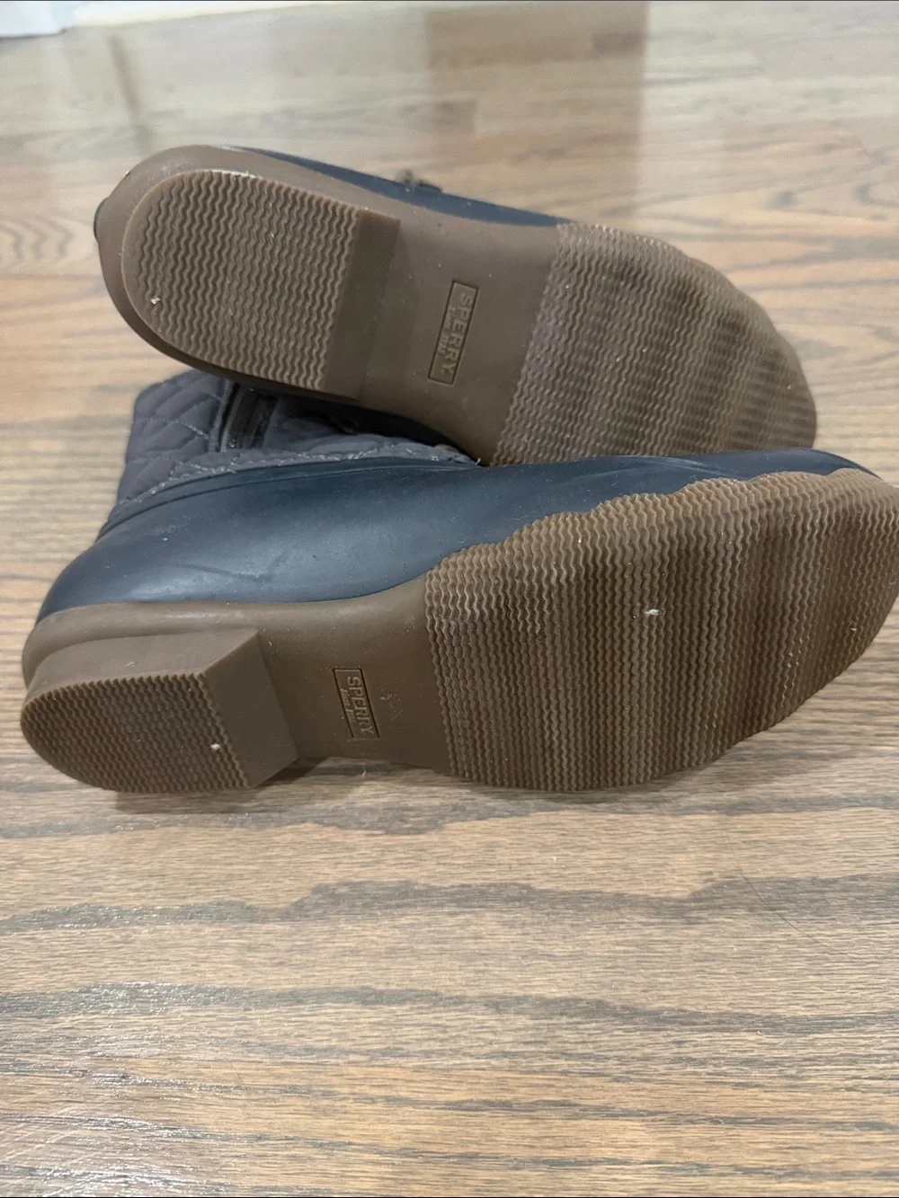 Sperry Quilted Navy and Olive Waterproof Duck Boots
